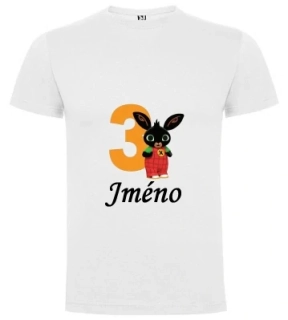 Narozeninové tričko 3 zajíc + jméno