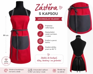 Zástěra červeno-šedá